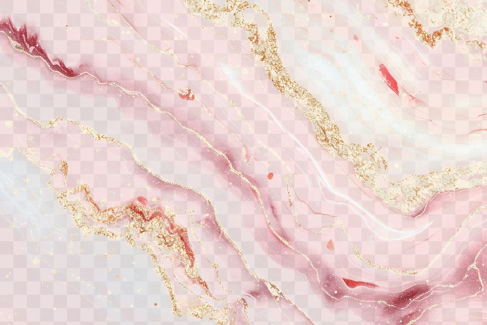 Elegant pink and gold marble png overlay effect, transparent background