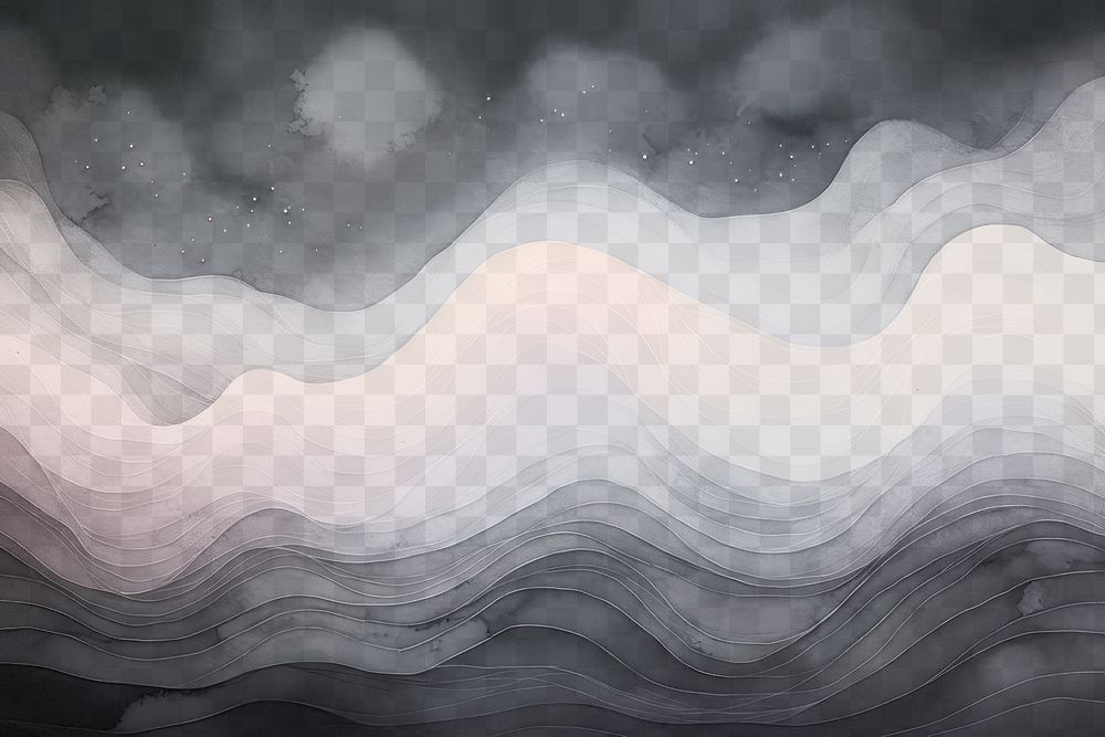 Abstract wavy gradient night sky png paint texture overlay, transparent background