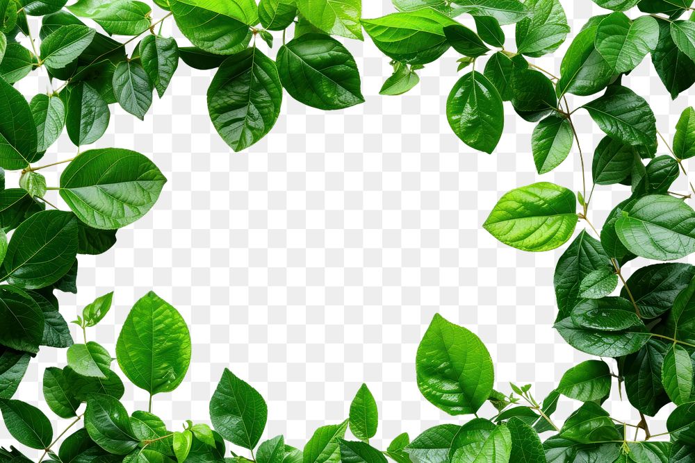 PNG Green leaves frame backgrounds plant herbs.