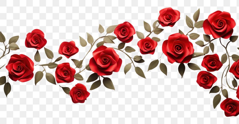 PNG Red rose floral border flower petal plant.