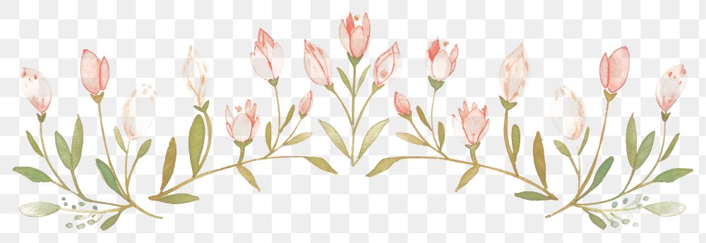 PNG Crowns with flowers as divider watercolor graphics pattern blossom.