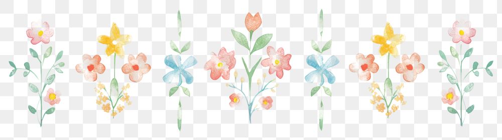 PNG Crosses with flowers as divider watercolor graphics pattern blossom.