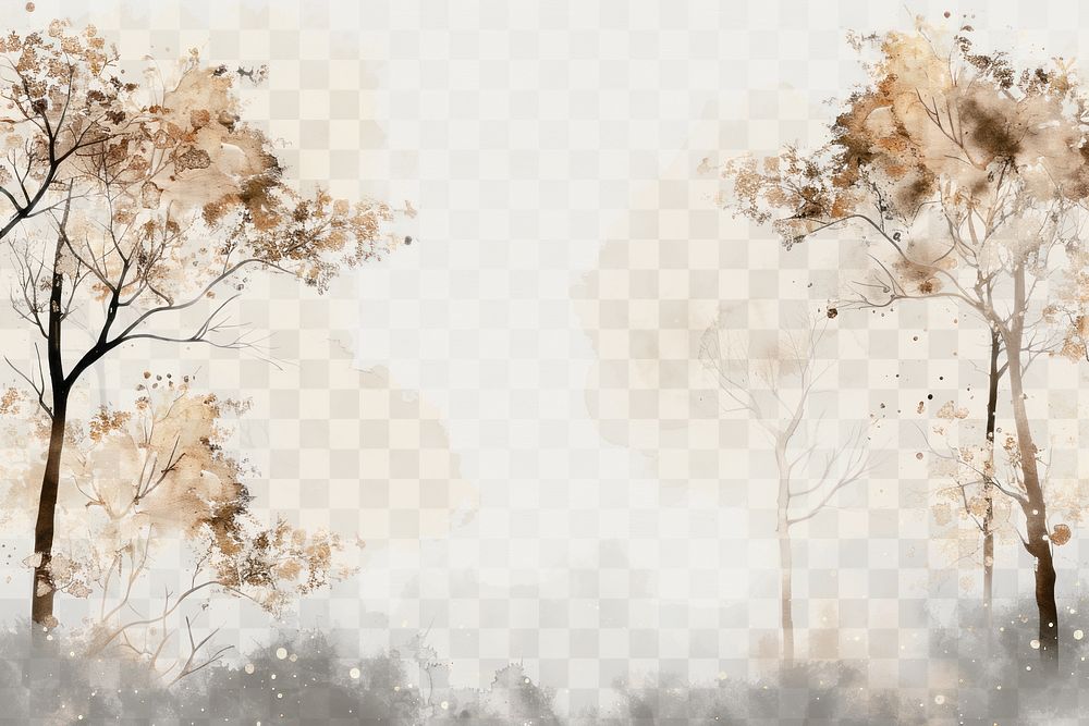 Autumn watercolor forest  png paint texture overlay, transparent background