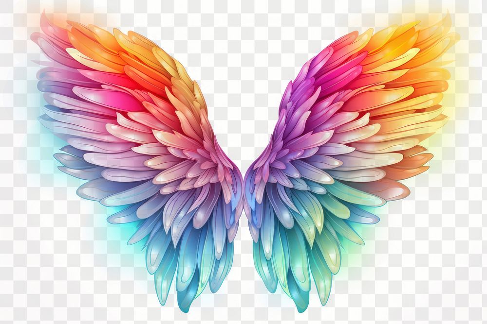 PNG Rainbow angel wing pattern white background lightweight.