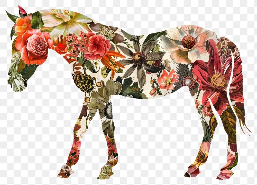 PNG Flower Collage Horse pattern flower horse.