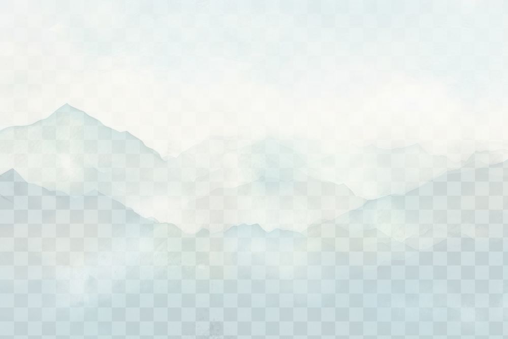 Serene watercolor mountain  png paint texture overlay, transparent background