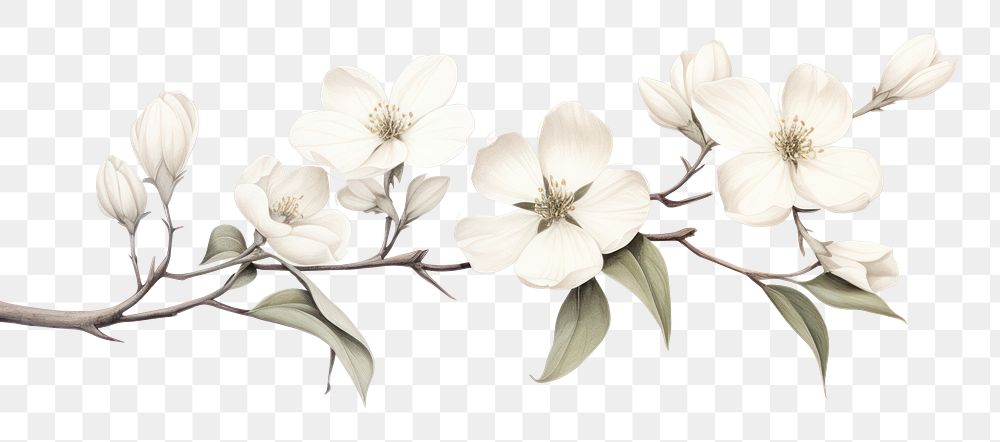 PNG Botanical illustration magnolia flower blossom sketch.