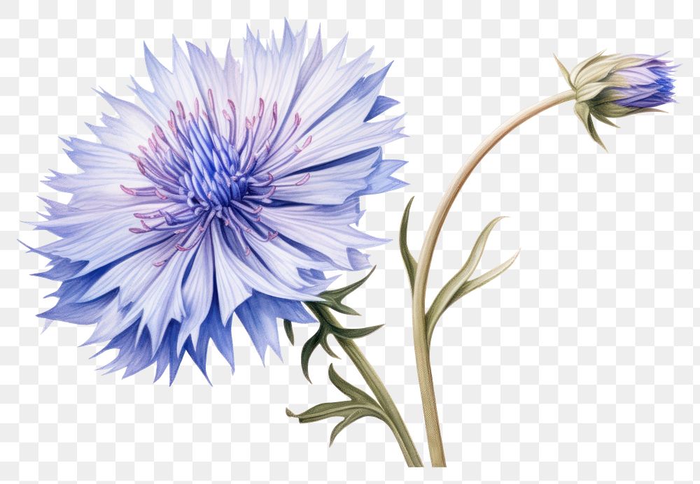 PNG Botanical illustration cornflower blossom plant aster.