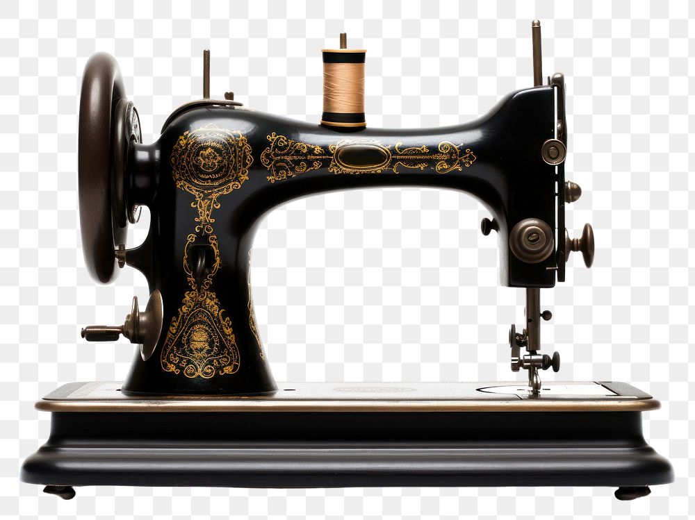 PNG Antique sewing machine white background gramophone technology. 