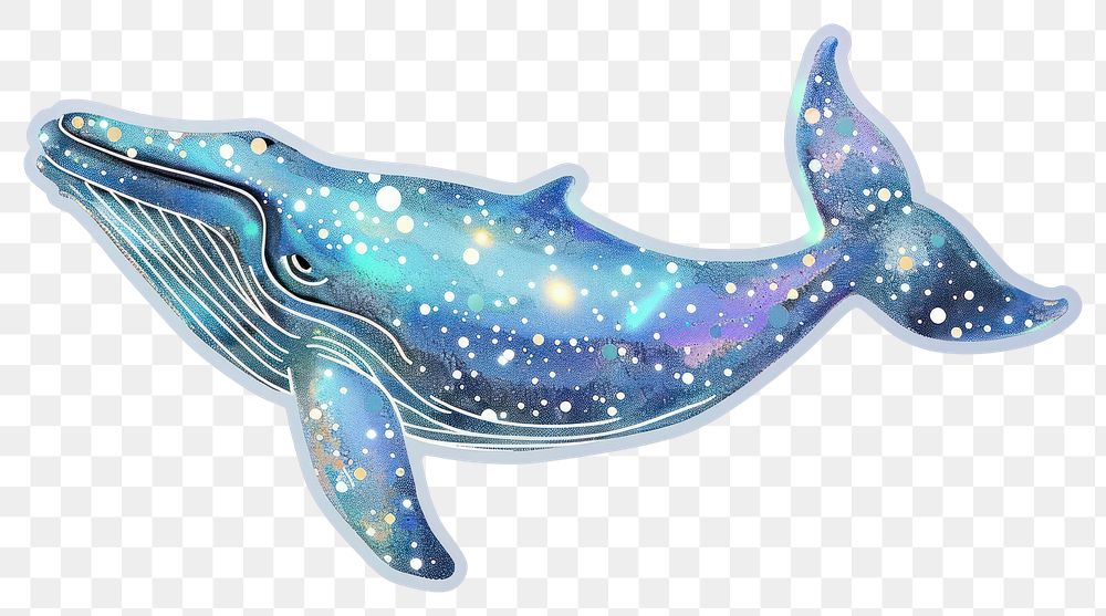 PNG Glitter whale flat sticker animal mammal smoke pipe.