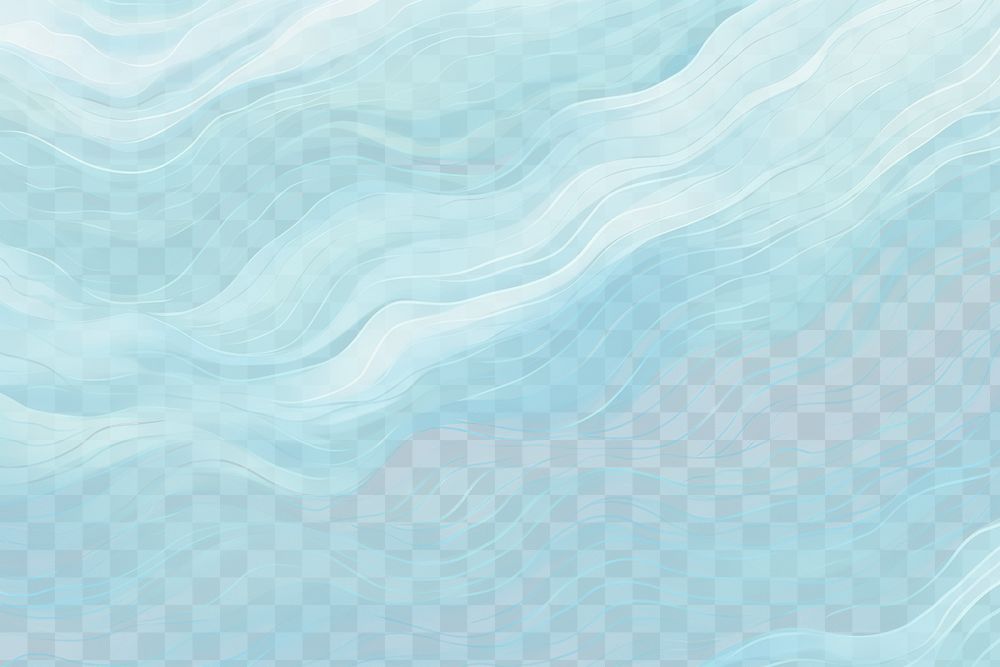 Abstract wavy blue ocean  png paint texture, transparent background