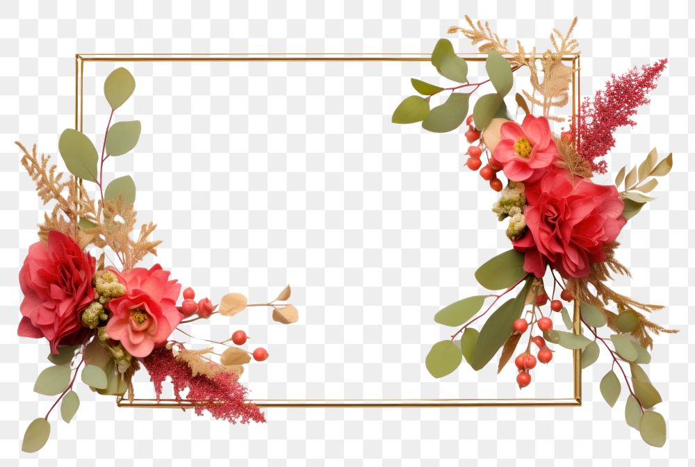 PNG  Flower wreath plant frame.