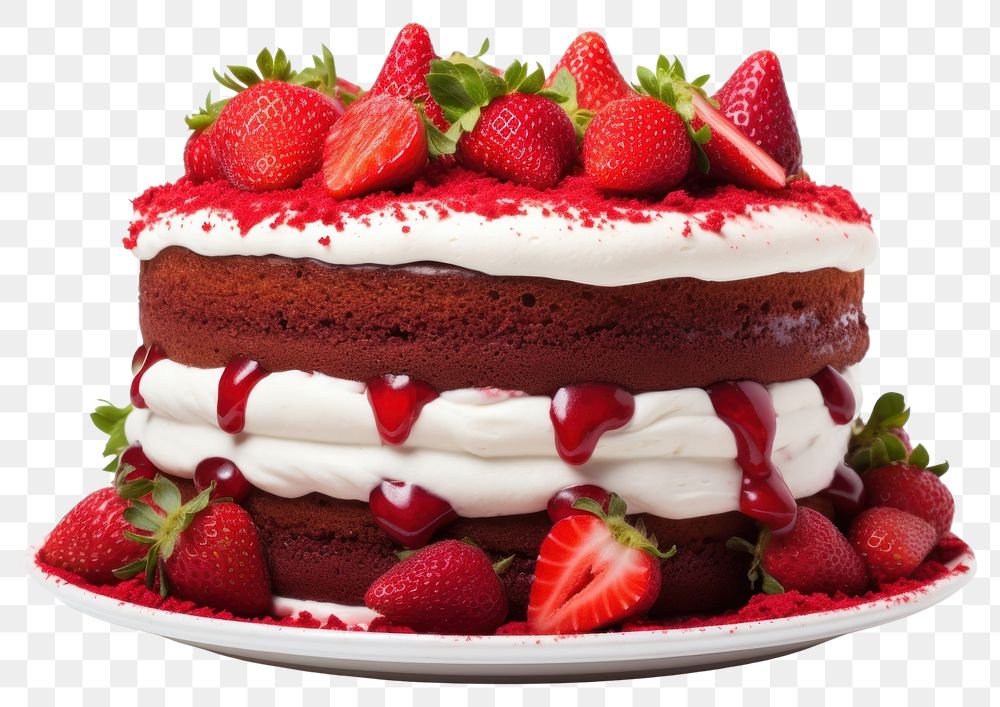 PNG Red velvet strwberry cake strawberry dessert fruit.