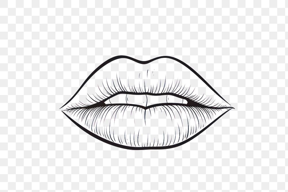 PNG Lips outline sketch drawing white white background.