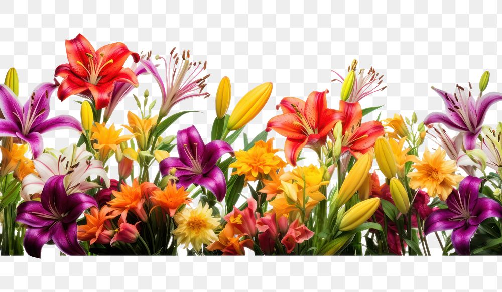 PNG Colorful lilies field nature outdoors flower.