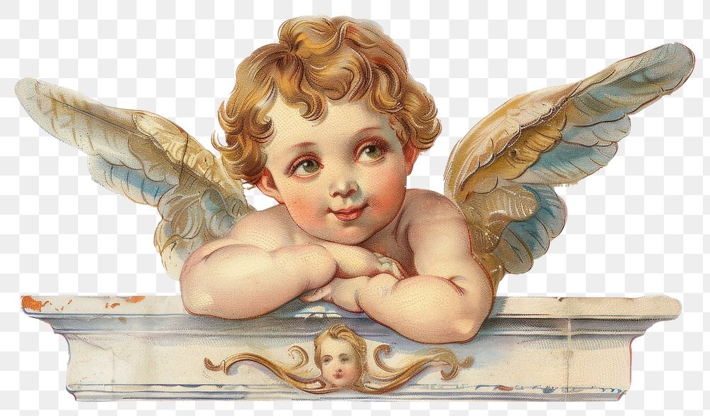 PNG  Vintage cherub angel illustration