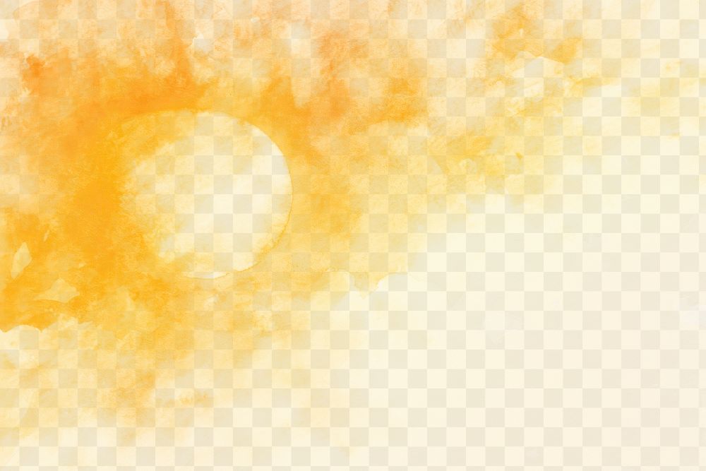 Vibrant watercolor sun  png paint texture overlay, transparent background