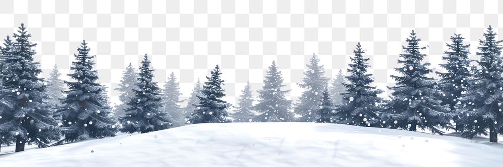 PNG A snowy landscape with many pine trees covered in snow background outdoors scenery.