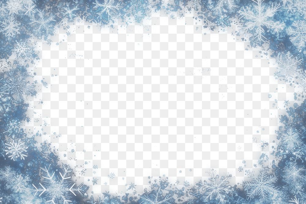 PNG Snowflakes border background winter blue.