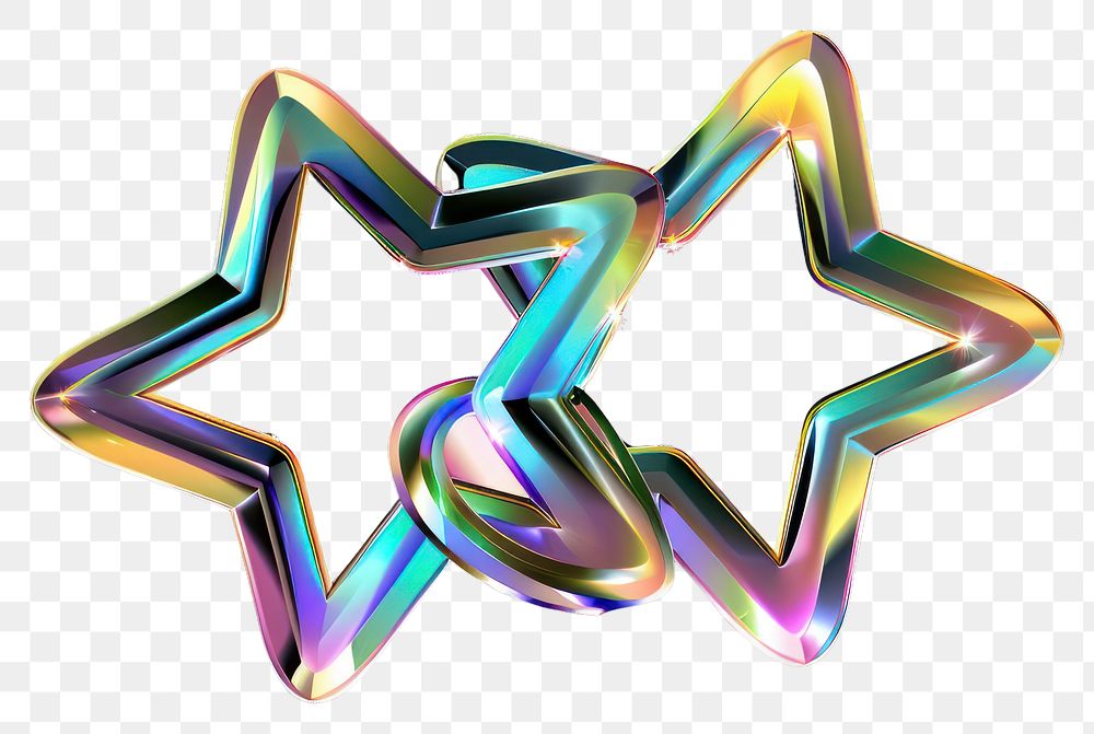 PNG Two stars iridescent metallic design.