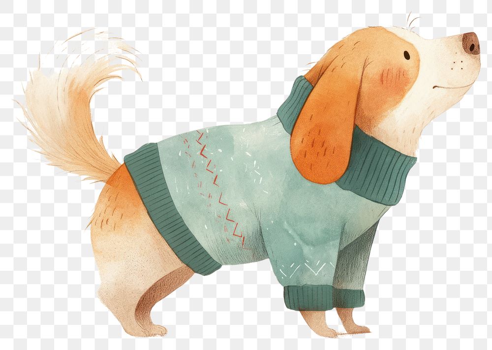 PNG Adorable dog wearing cozy sweater