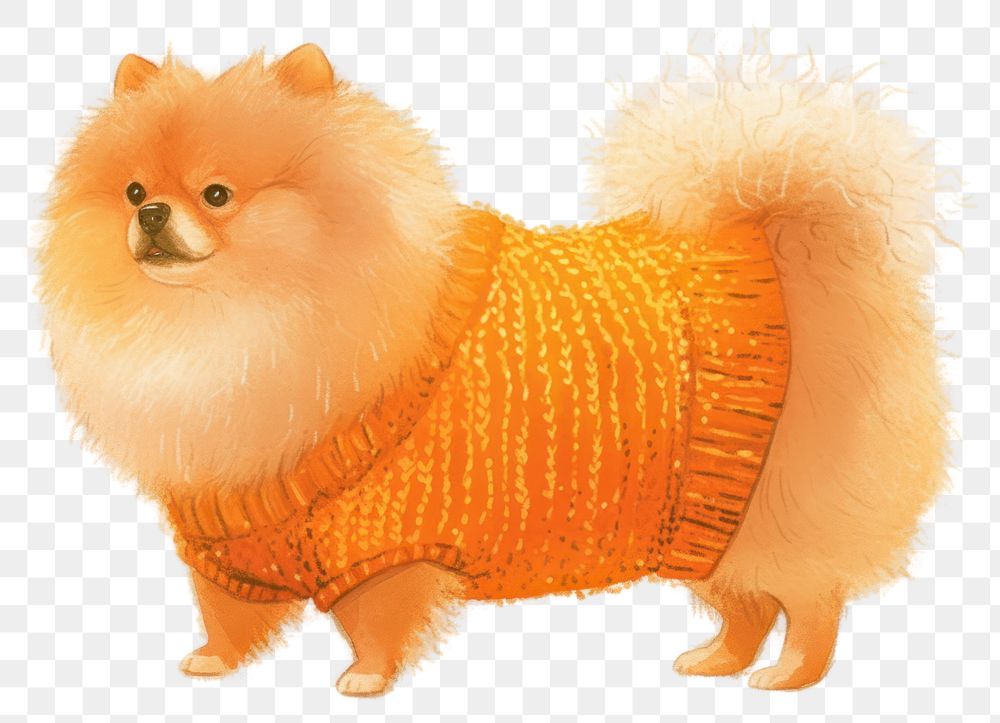 PNG Cute Pomeranian in orange sweater