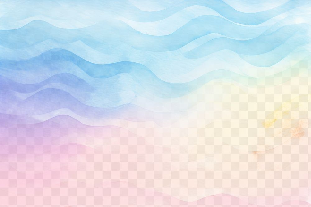 Colorful abstract watercolor waves png paint texture overlay, transparent background