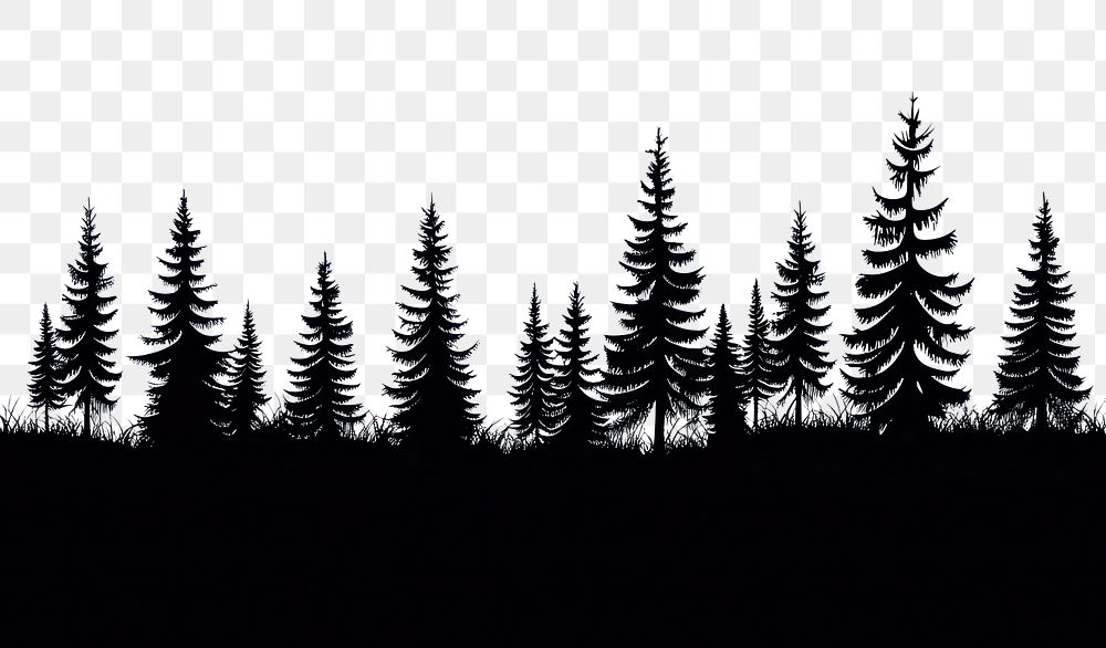 PNG Silhouette vector forest border silhouettes trees black.