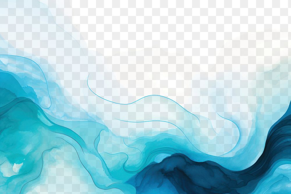 Blue watercolor png abstract paint texture, transparent background