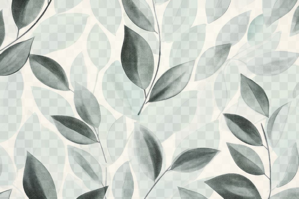 Elegant leafy green foliage pattern png paint texture overlay, transparent background