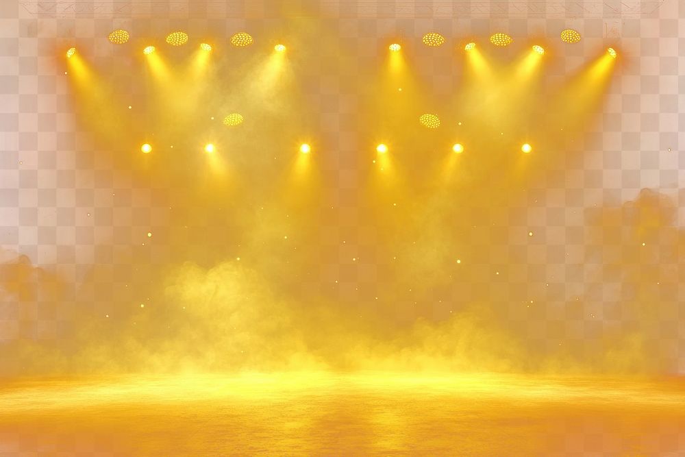 PNG Stage with yellow spotlights concert lighting smoke.