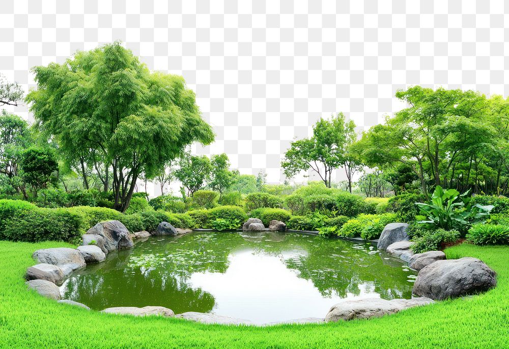 Real manmade landscape border pond outdoors nature.