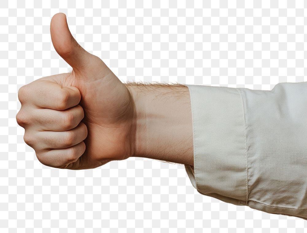 PNG A hand of white man with his thumb up thumbs human reinforcement.