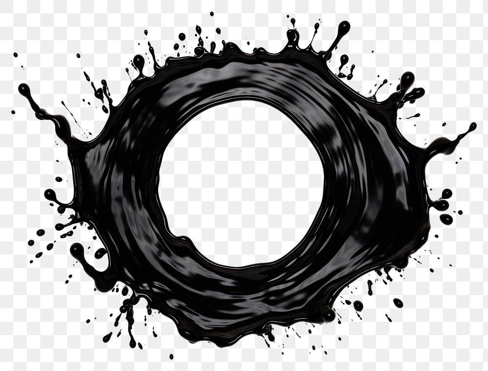 Black liquid splash background circle effect.