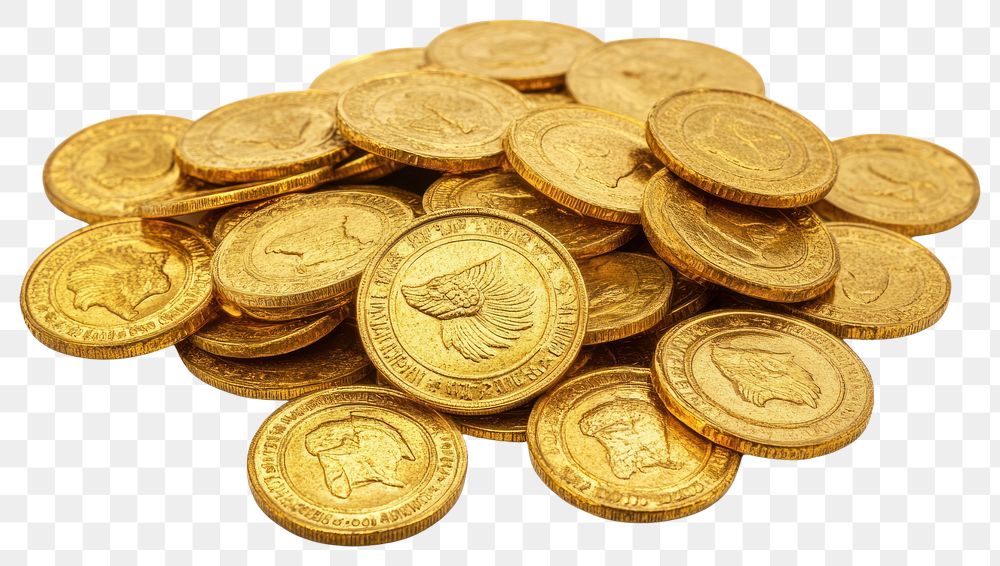 PNG Pile of gold coins treasure money accessories.