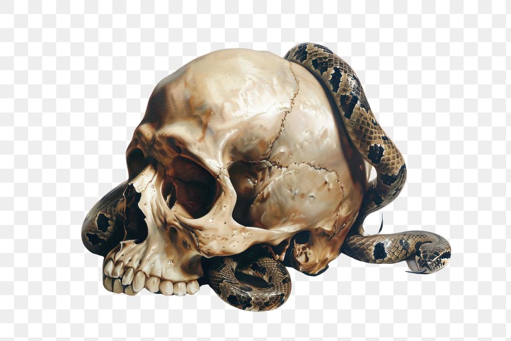 PNG  Skull with snakes illustration skull art.