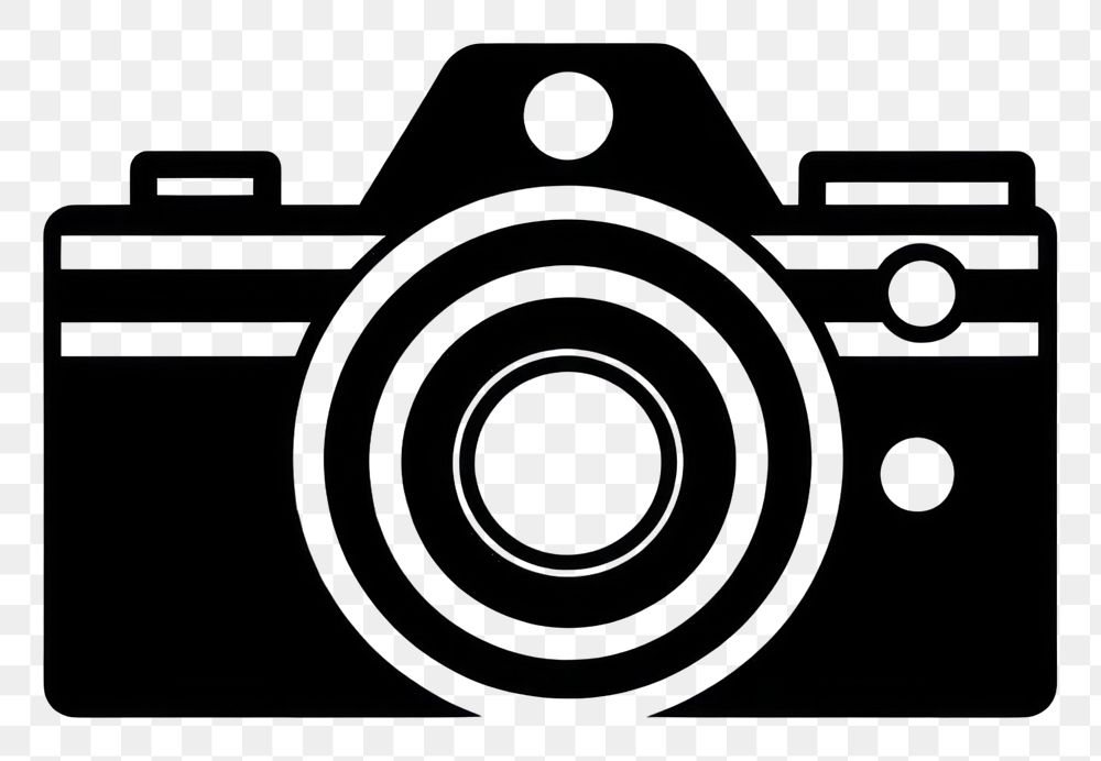 PNG A camera icon illustration black white.