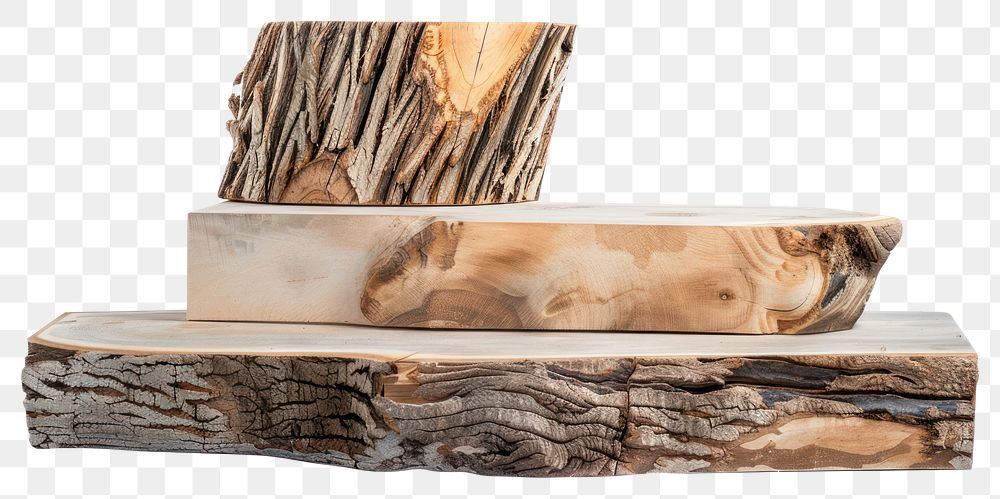 Gradient podium with bark wood slabs driftwood animal canine.