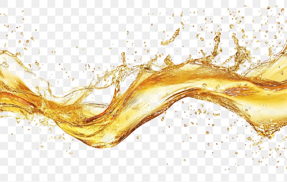 PNG Golden liquid splash on white