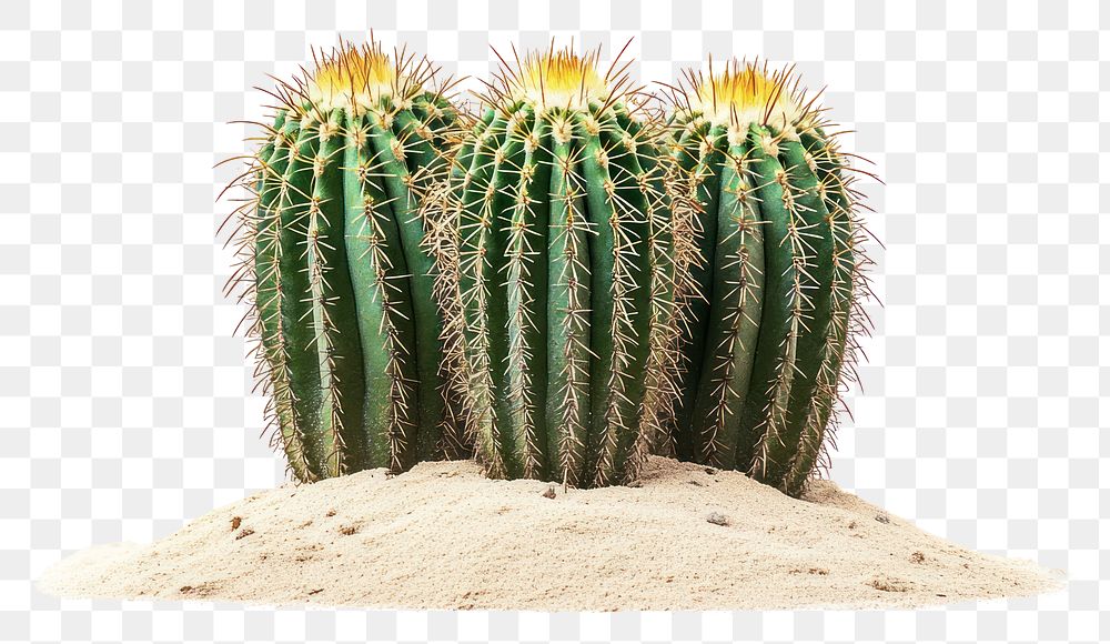 PNG Three different cactus on a sand cacti photography background.