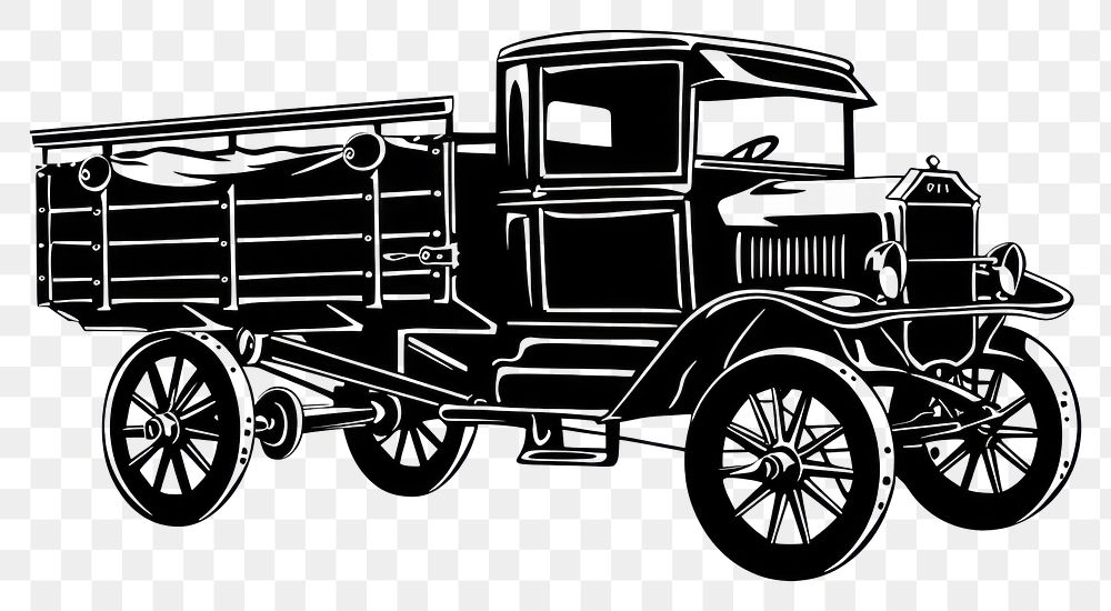 PNG Vintage truck black white illustration