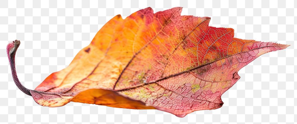 Vibrant autumn leaf isolated closeup