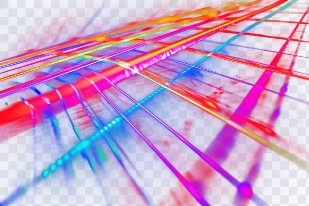 Vibrant abstract neon  streaks png light overlay effect, transparent background