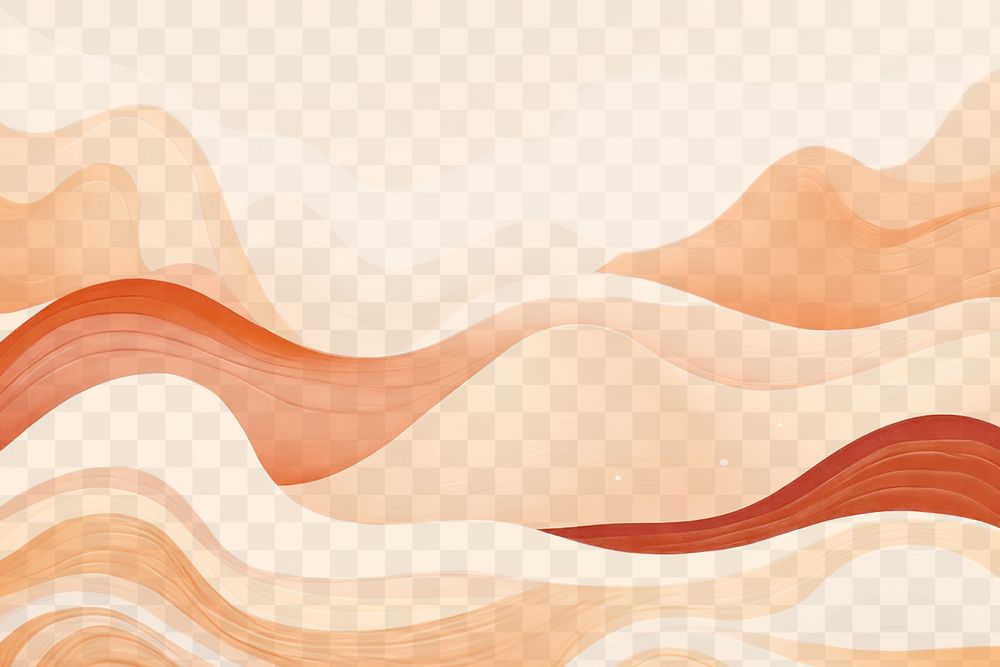 Abstract orange wavy  png paint texture, transparent background