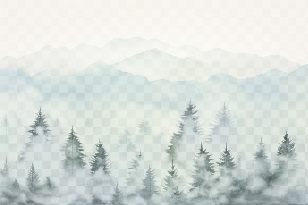 Misty forest mountain  png overlay effect, transparent background