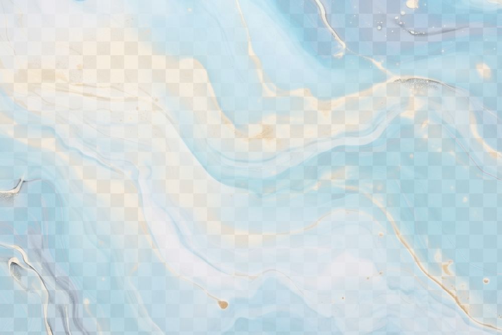 Abstract fluid blue gold marble png paint texture, transparent background