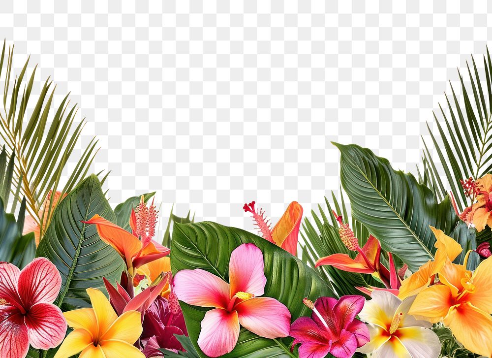 PNG  Tropical flowers border nature plant outdoors.