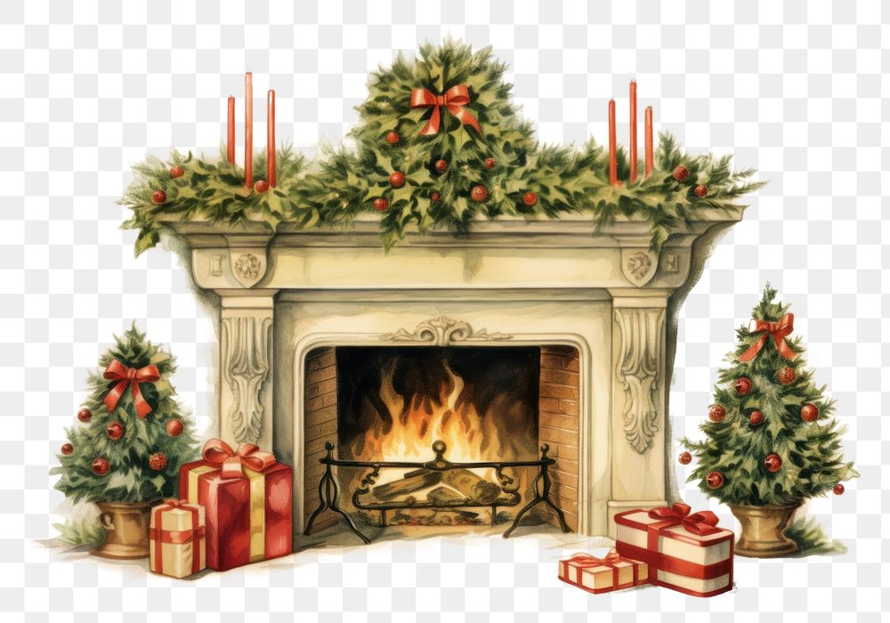 PNG  Fireplace christmas hearth architecture. 