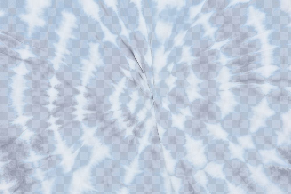 Blue tie-dye abstract pattern fabric texture png overlay effect, transparent background