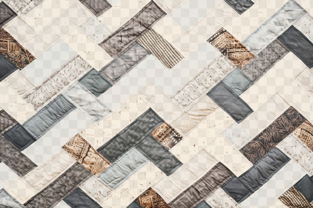 Patchwork quilt textile pattern fabric texture png overlay effect, transparent background